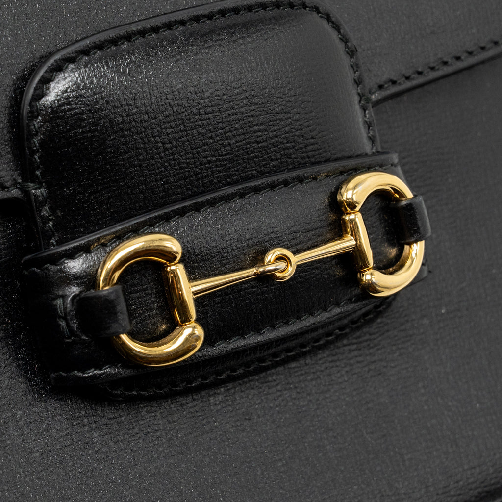 GUCCI HORSEBIT 1955 SMALL SHOULDER BAG CALFSKIN BLACK GHW