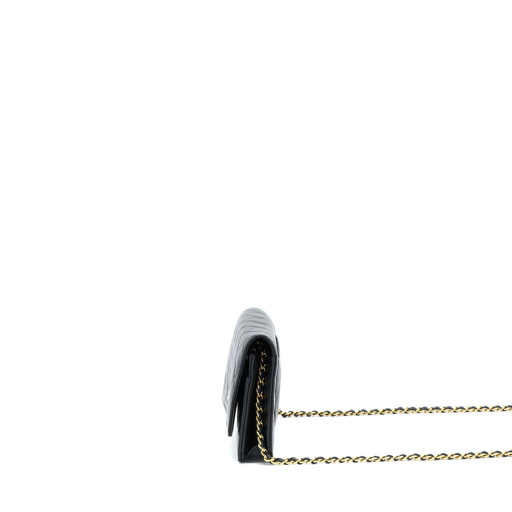 CHANEL CLASSIC WALLET ON CHAIN CAVIAR BLACK GHW (MICROCHIP)