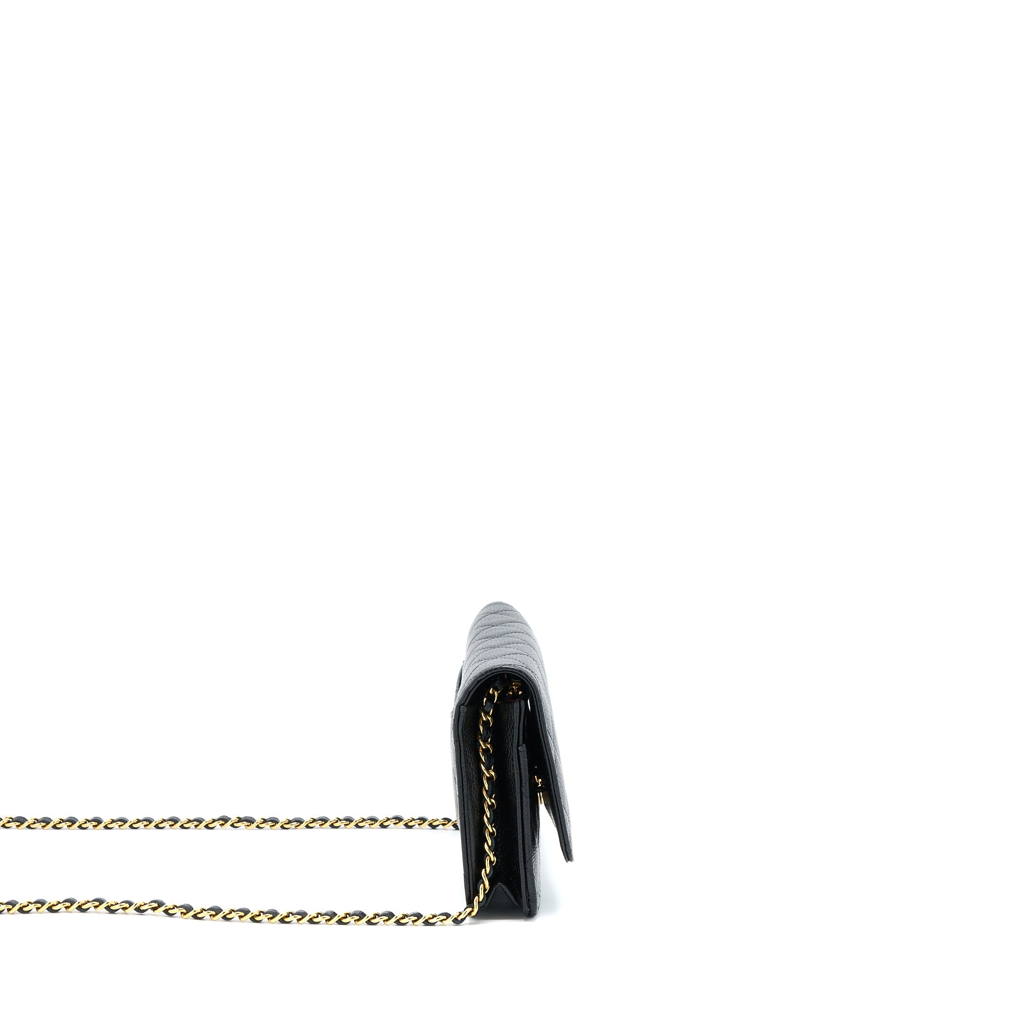 CHANEL CLASSIC WALLET ON CHAIN CAVIAR BLACK GHW (MICROCHIP)