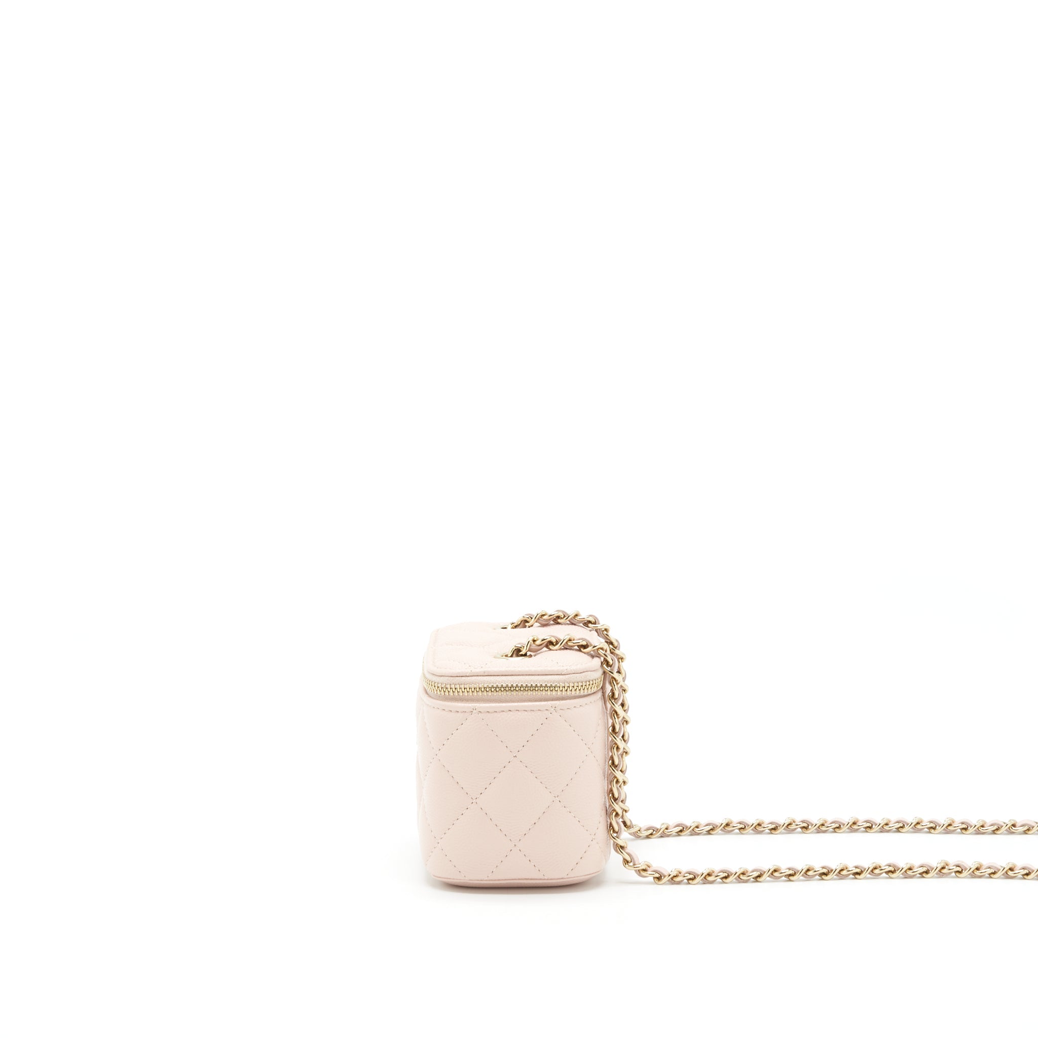 CHANEL MINI VANITY CASE WITH CHAIN CAVIAR LIGHT BEIGE LGHW