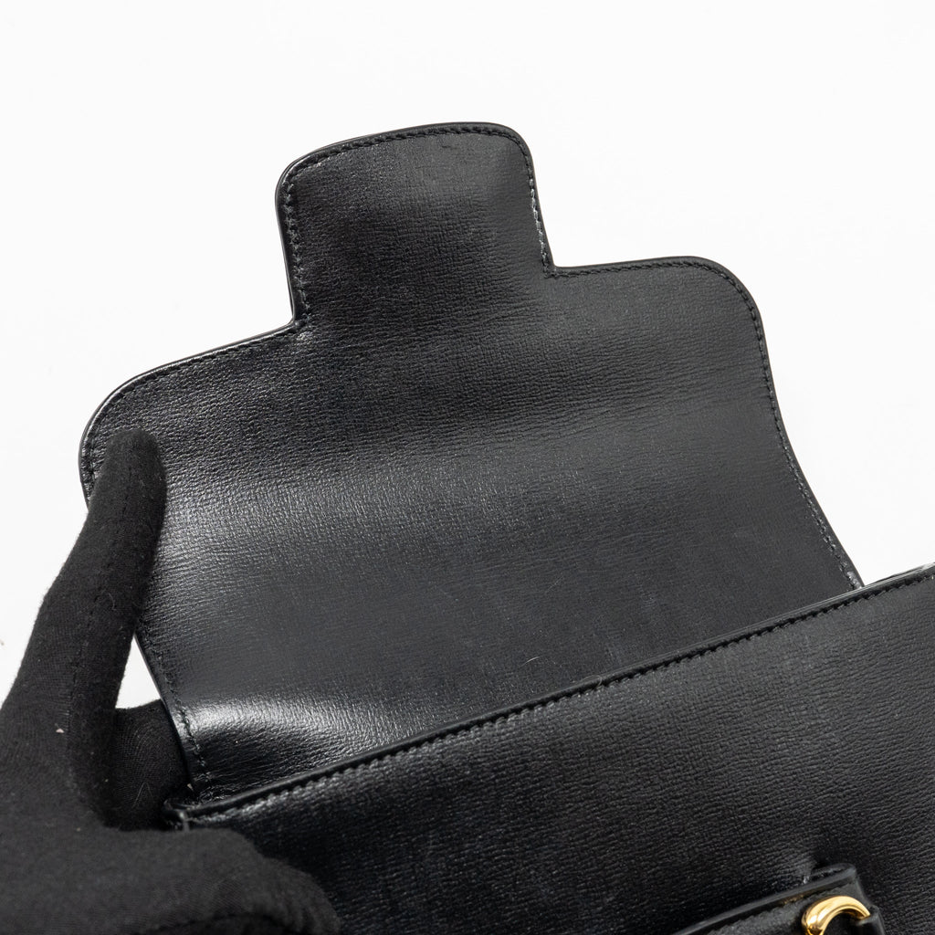 GUCCI HORSEBIT 1955 SMALL SHOULDER BAG CALFSKIN BLACK GHW