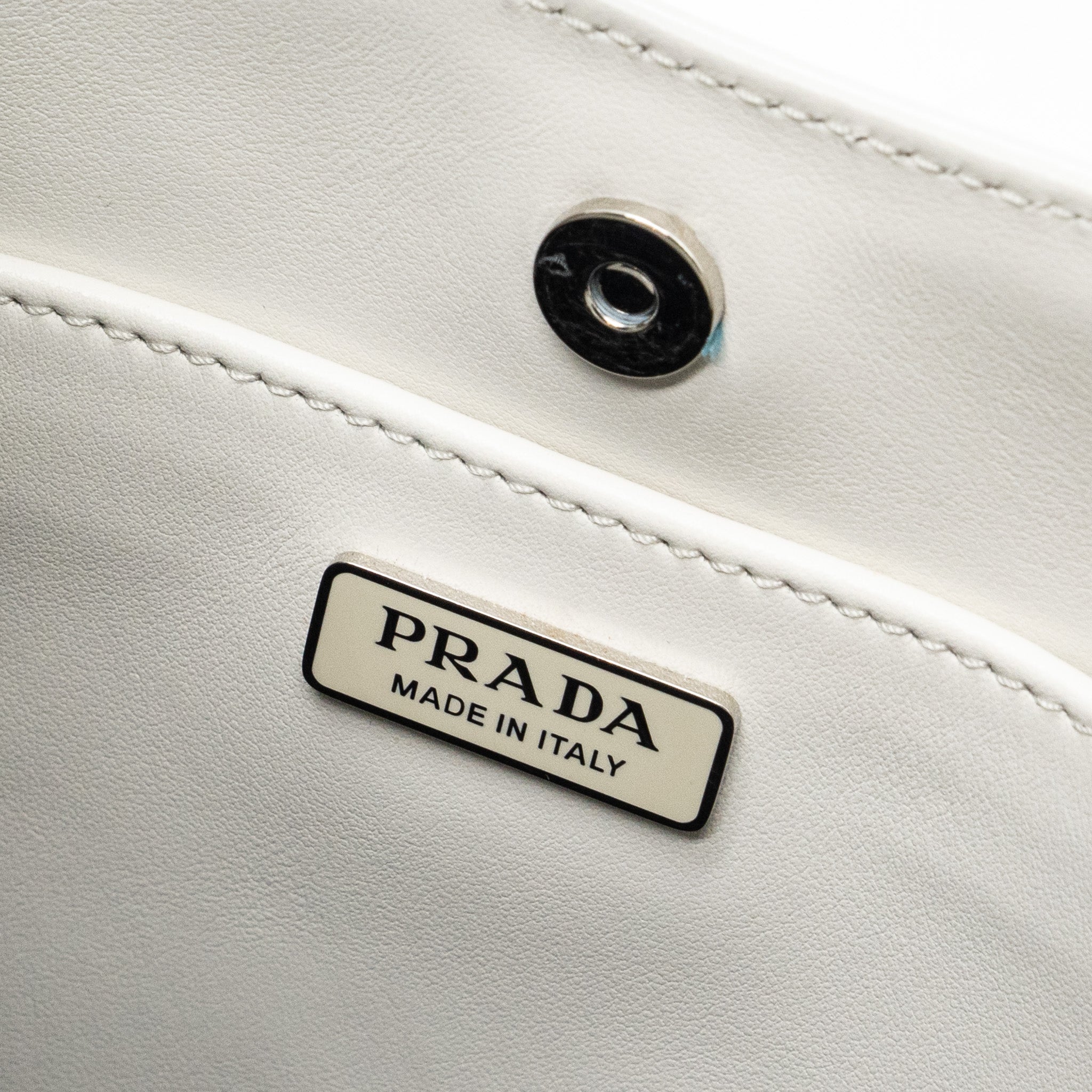 PRADA CLEO SHOULDER BAG BRUSHED LEATHER WHITE SHW