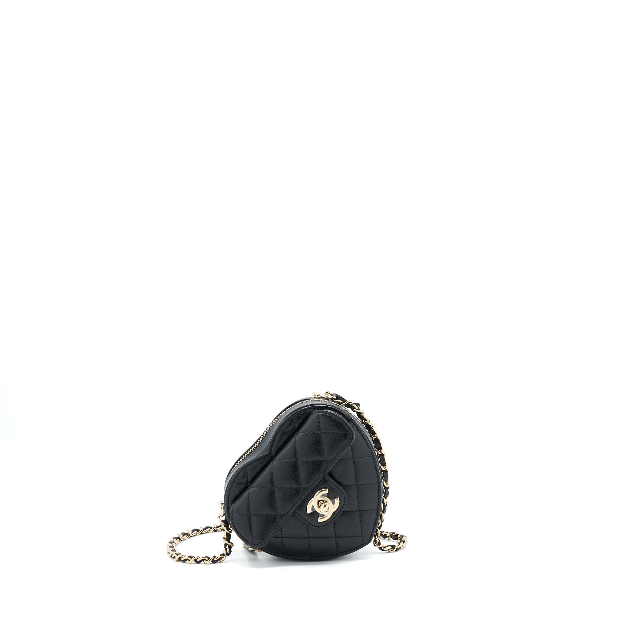 CHANEL 22S SMALL HEART BAG LAMBSKIN BLACK LGHW