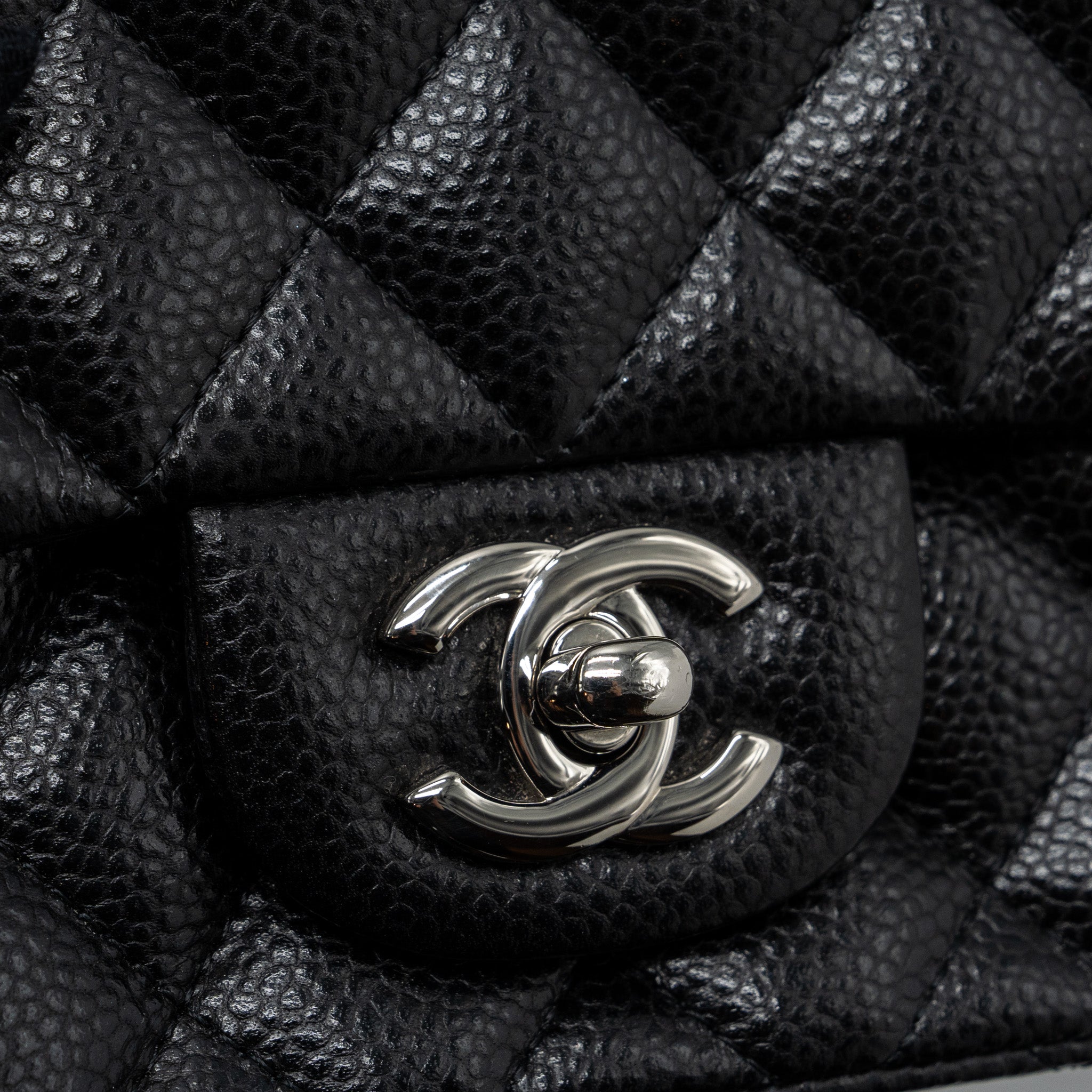 CHANEL CLASSIC MINI SQUARE FLAP BAG CAVIAR BLACK SHW
