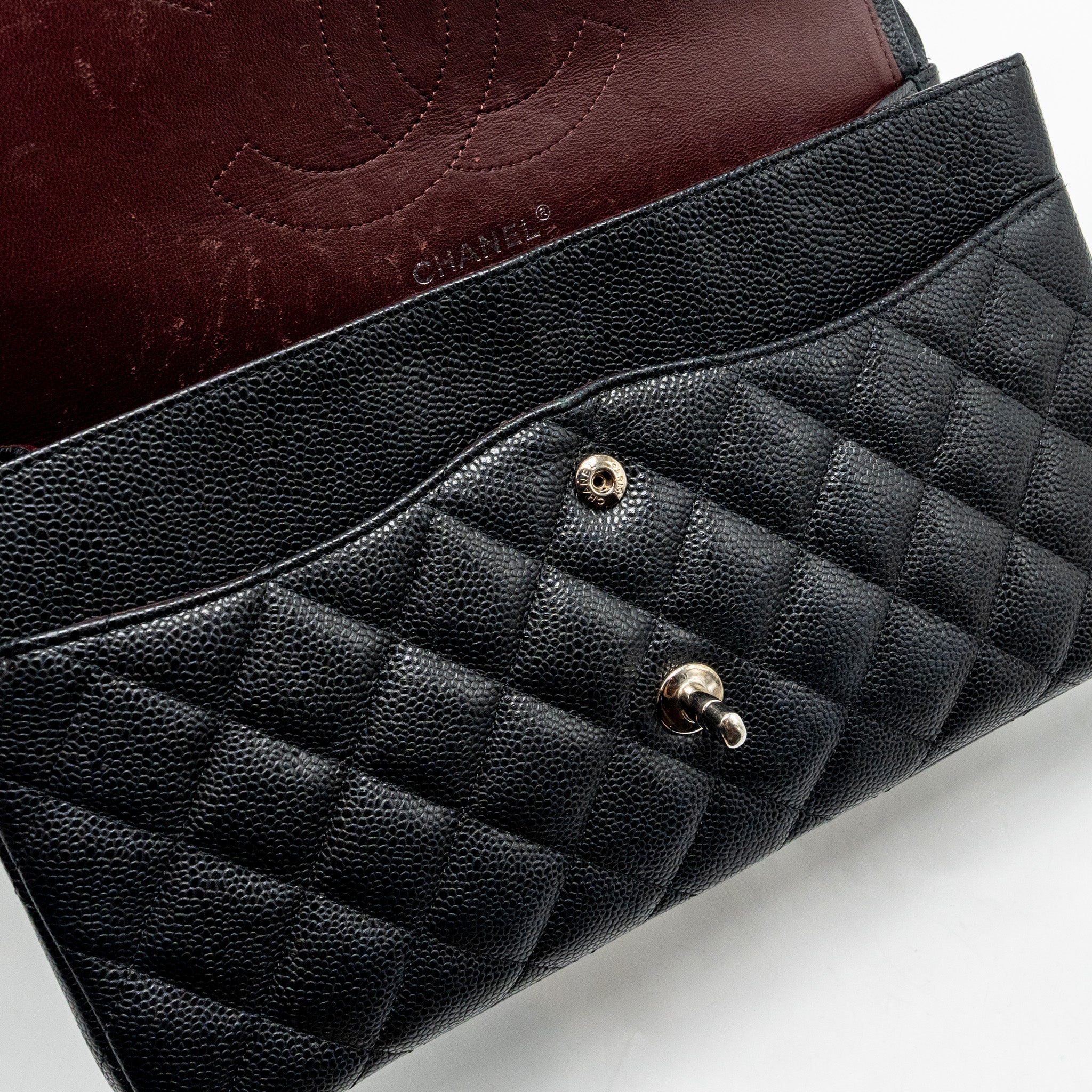 CHANEL JUMBO CLASSIC DOUBLE FLAP BAG CAVIAR BLACK SHW