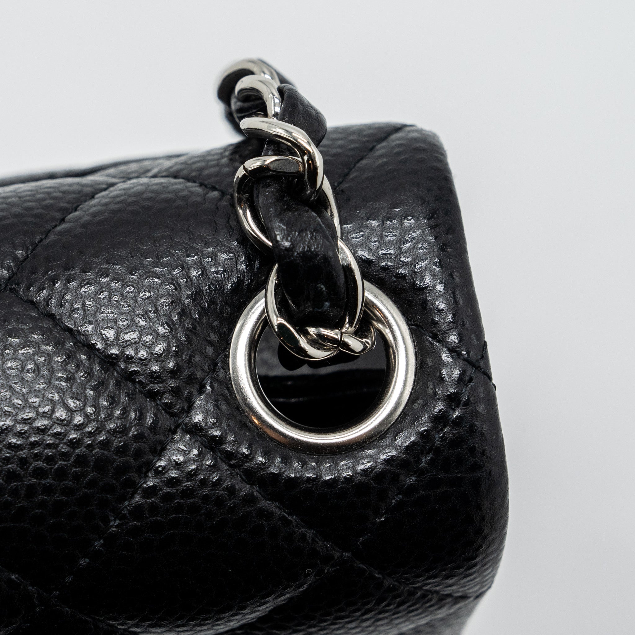 CHANEL CLASSIC MINI SQUARE FLAP BAG CAVIAR BLACK SHW