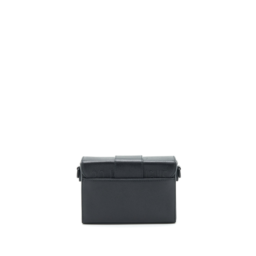 DIOR 30 MINI MONTAIGN BOX GRAINED CALFSKIN BLACK WITH BLACK HARDWARE