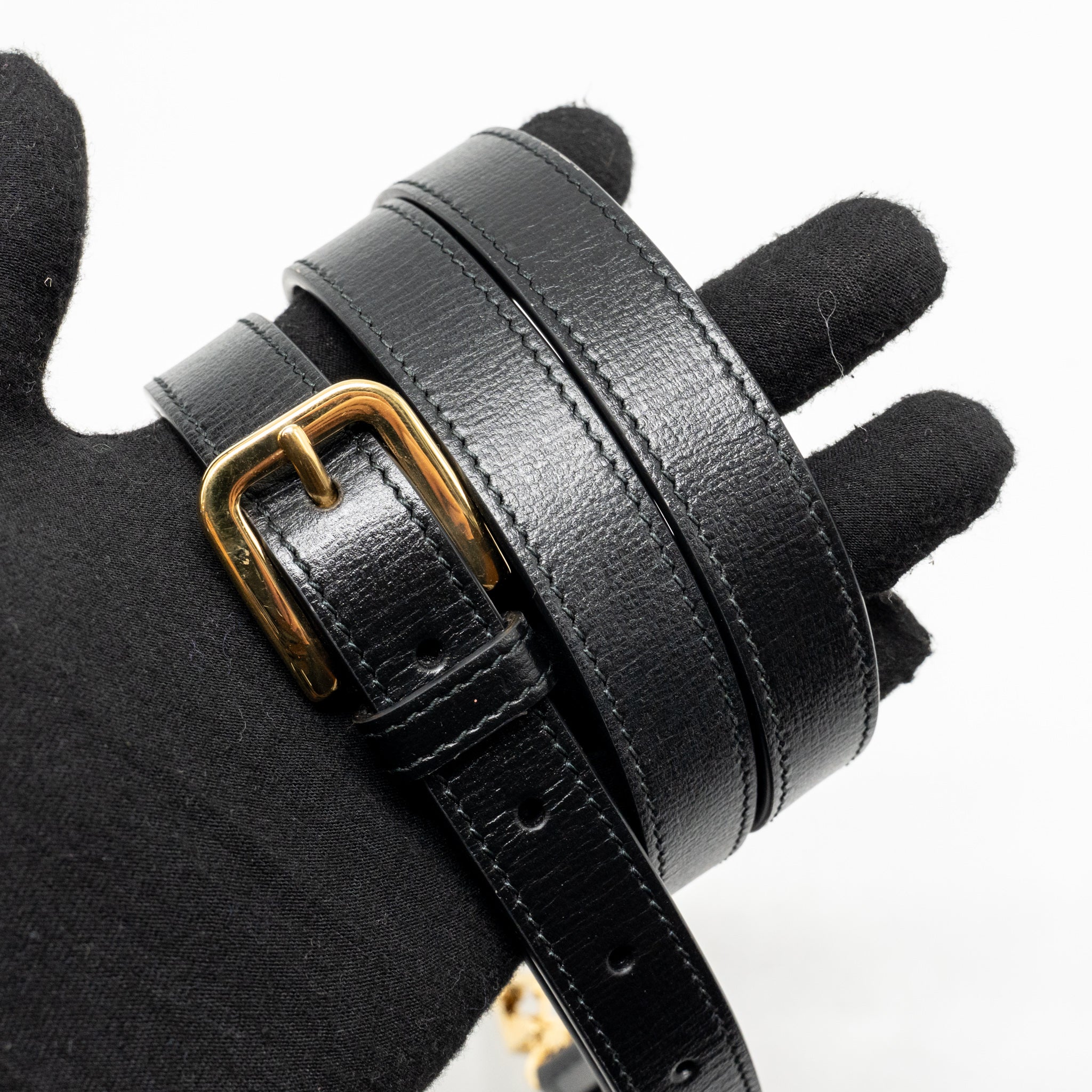 GUCCI HORSEBIT 1955 SMALL SHOULDER BAG CALFSKIN BLACK GHW
