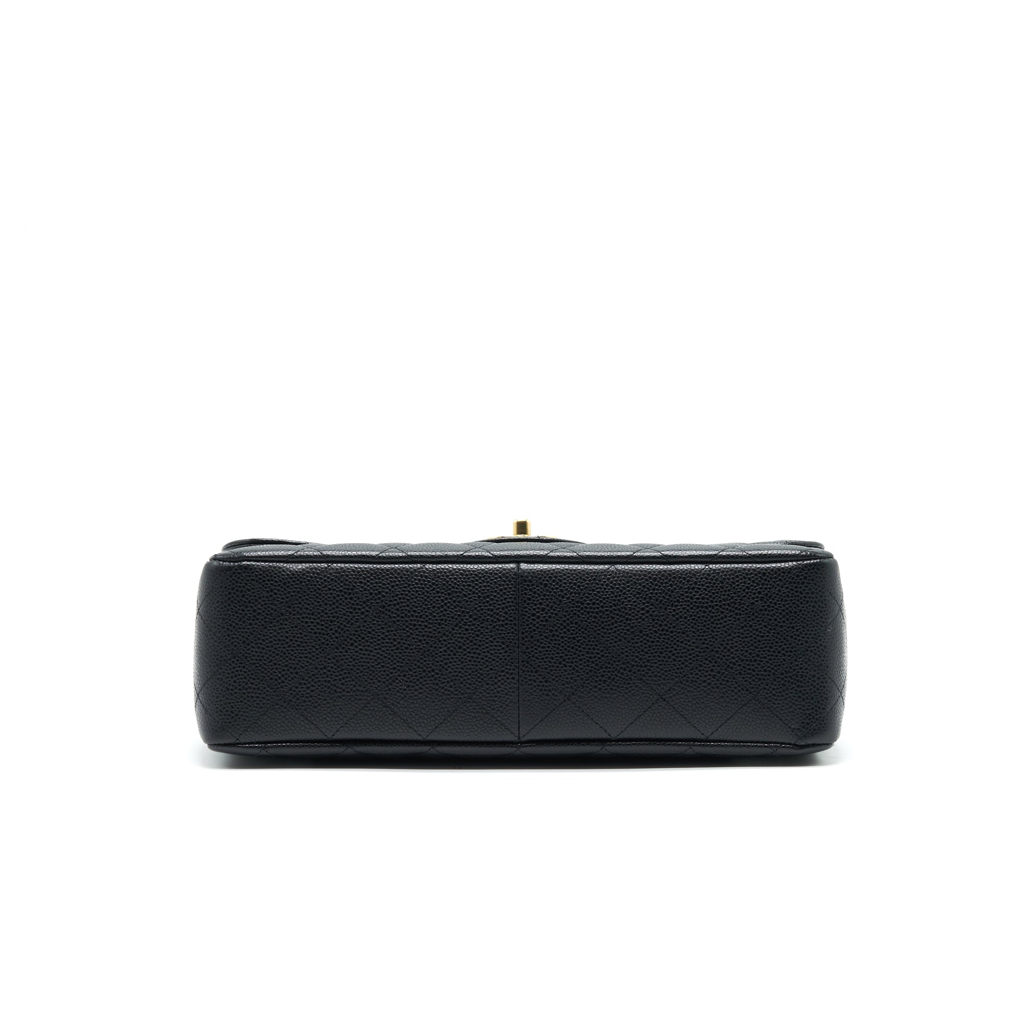 CHANEL CLASSIC JUMBO SINGLE FLAP BAG BLACK CAVIER GHW