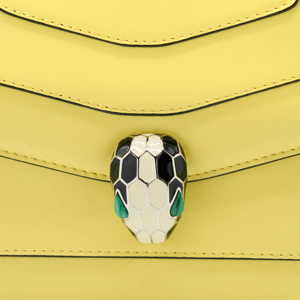 BVLGARI SERPENTI FOREVER CROSSBODY BAG CALFSKIN YELLOW BLACK HARDWARE