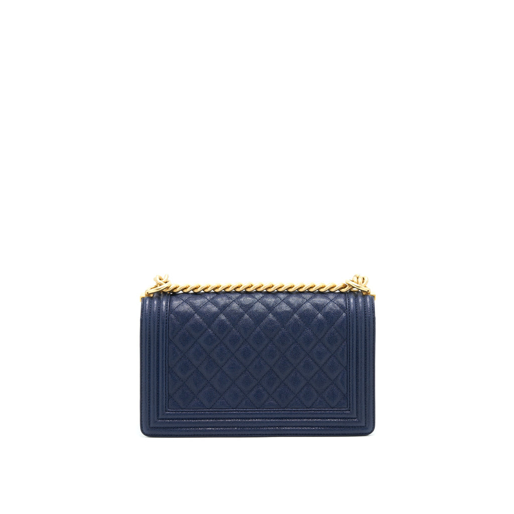 CHANEL BOY CHANEL OLD MEDIUM CAVIAR NAVY WITH GHW