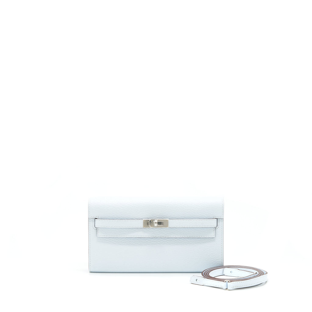 HERMES CLASSIC KELLY TO GO CHEVRE MYSORE BLUE BRUME SHW
