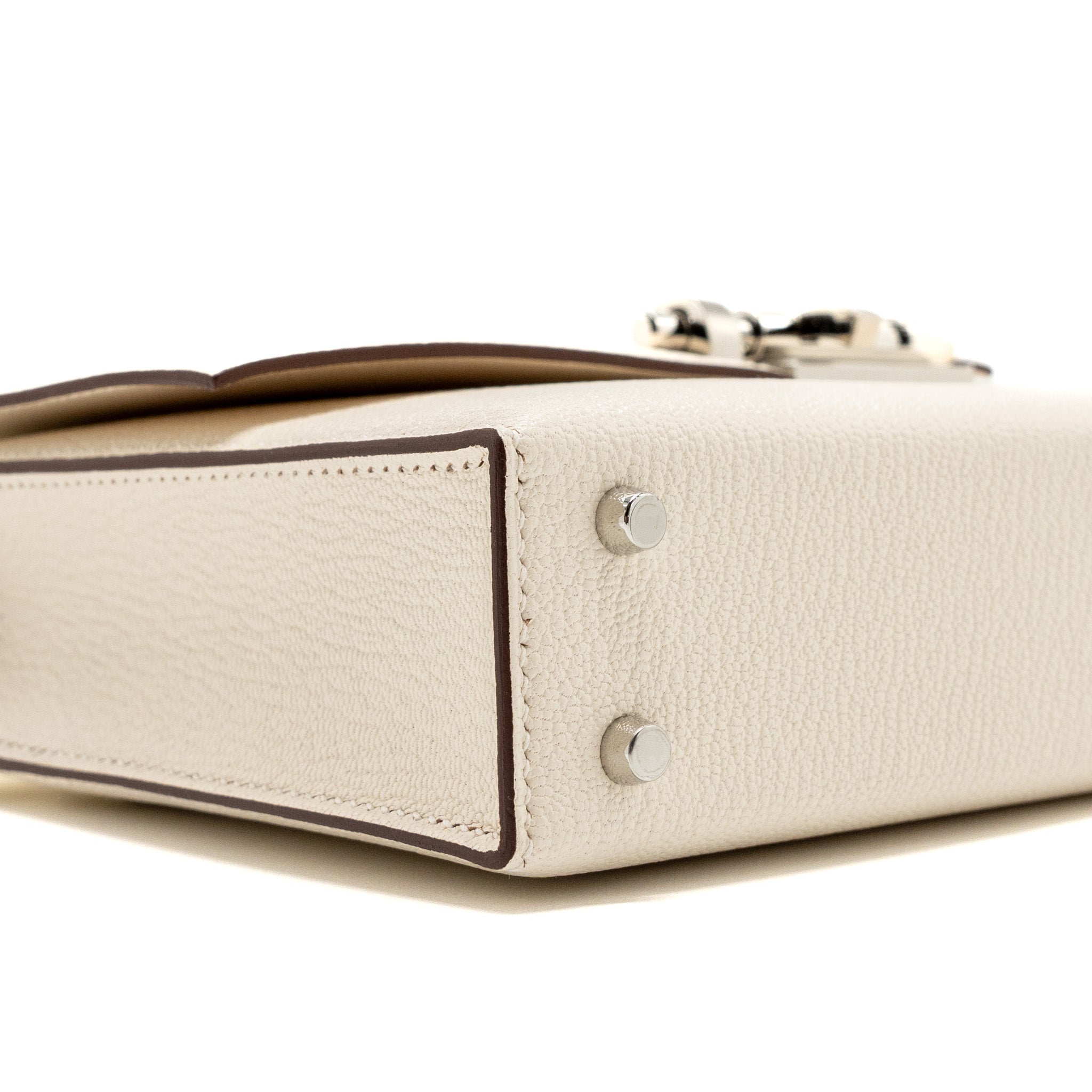 HERMES MINI VERROU CHEVRE MYSORE NATA / MULTICOLOR STRAP SHW