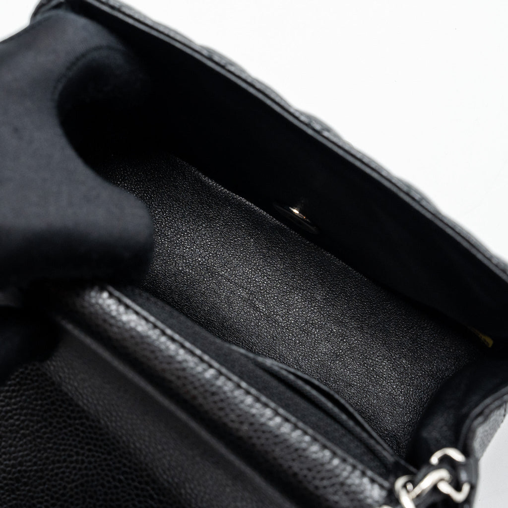 CHANEL CLASSIC MINI SQUARE FLAP BAG CAVIAR BLACK SHW
