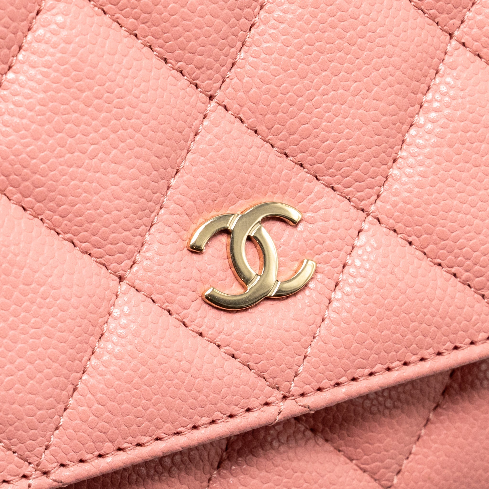 CHANEL CLASSIC WALLET ON CHAIN CAVIAR PINK LGHW (MICROCHIP)