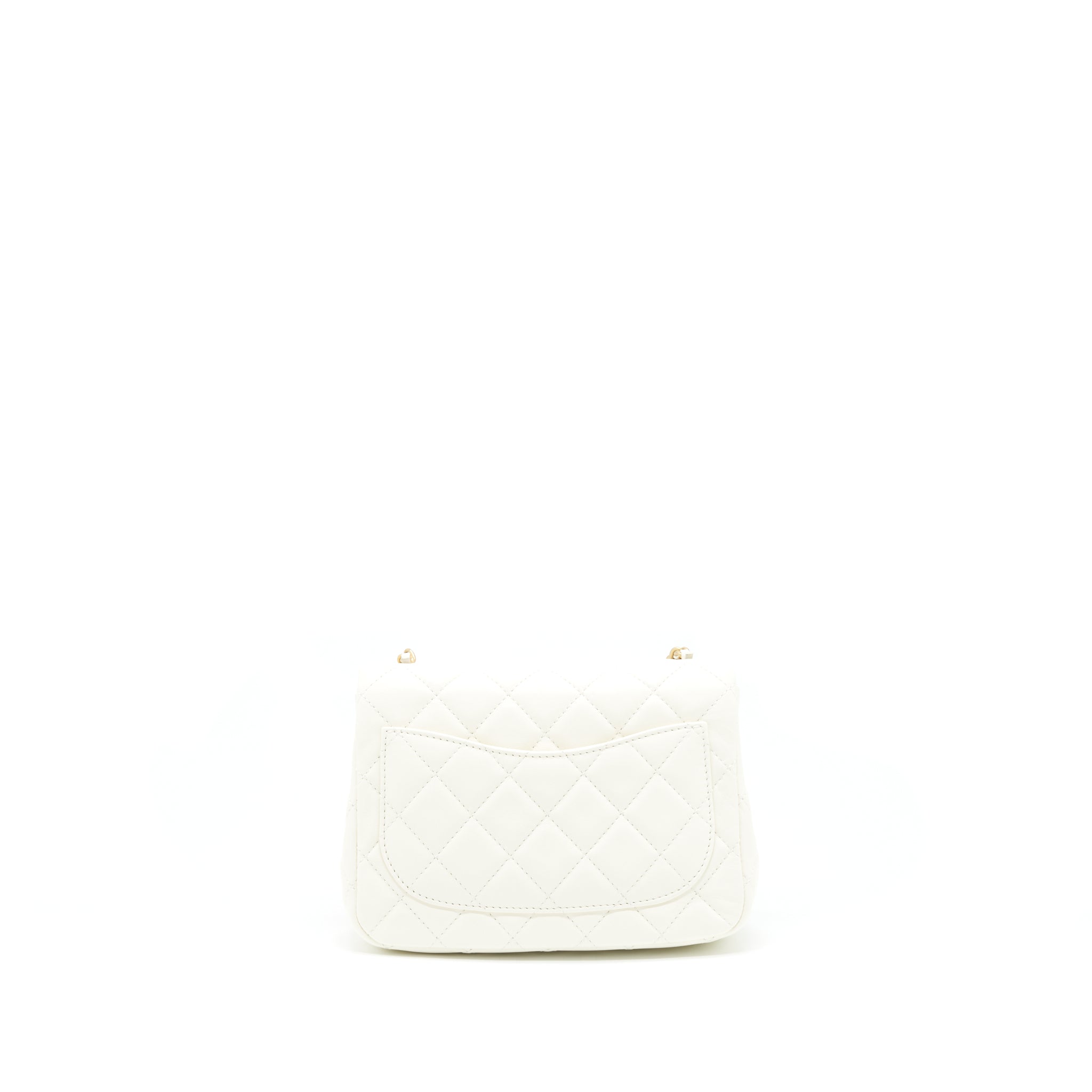 CHANEL 22C PEARL CRUSH MINI SQUARE FLAP BAG LAMBSKIN WHITE GHW (MICROCHIP)