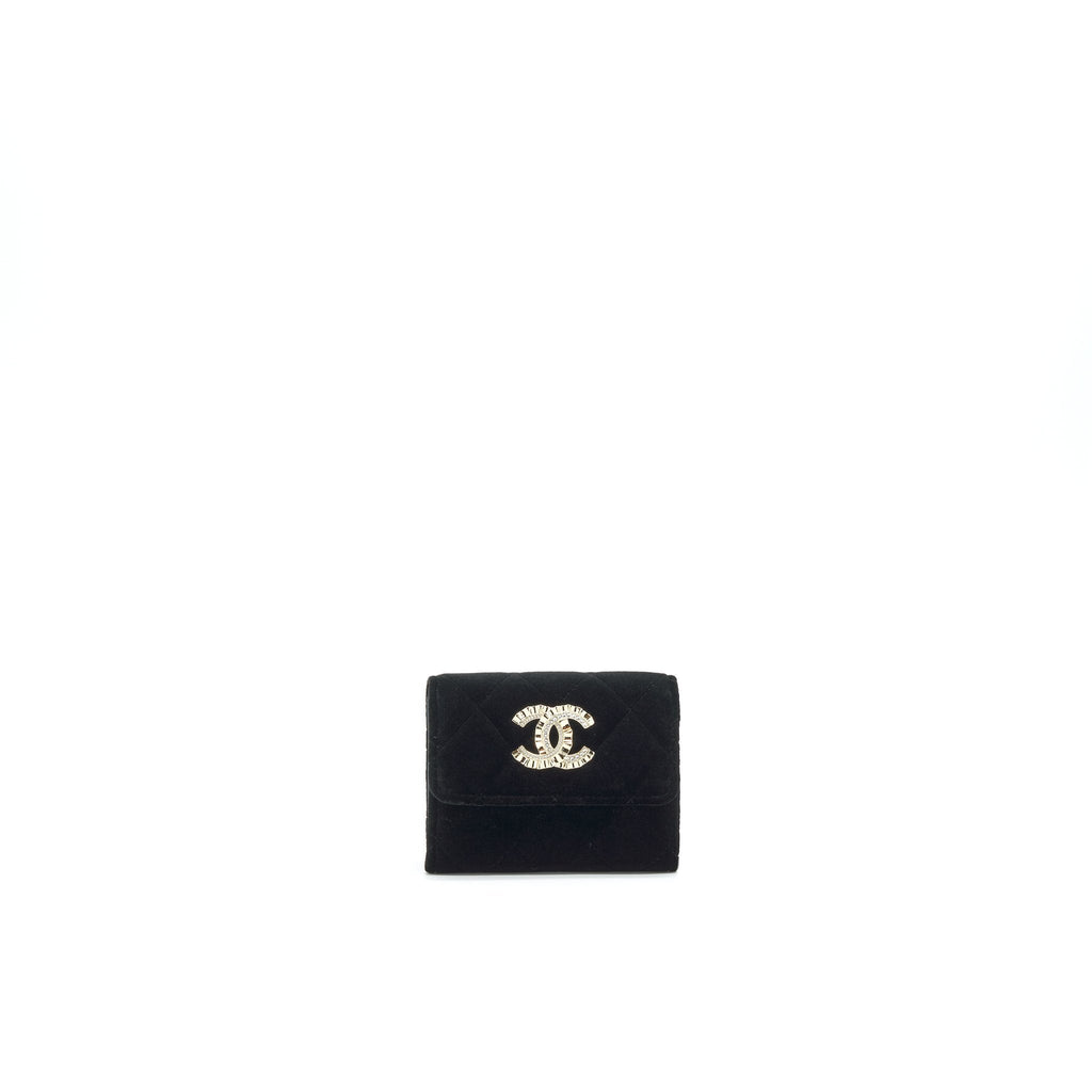 CHANEL VELVET CC CRYSTAL LOGO SMALL FLAP WALLET