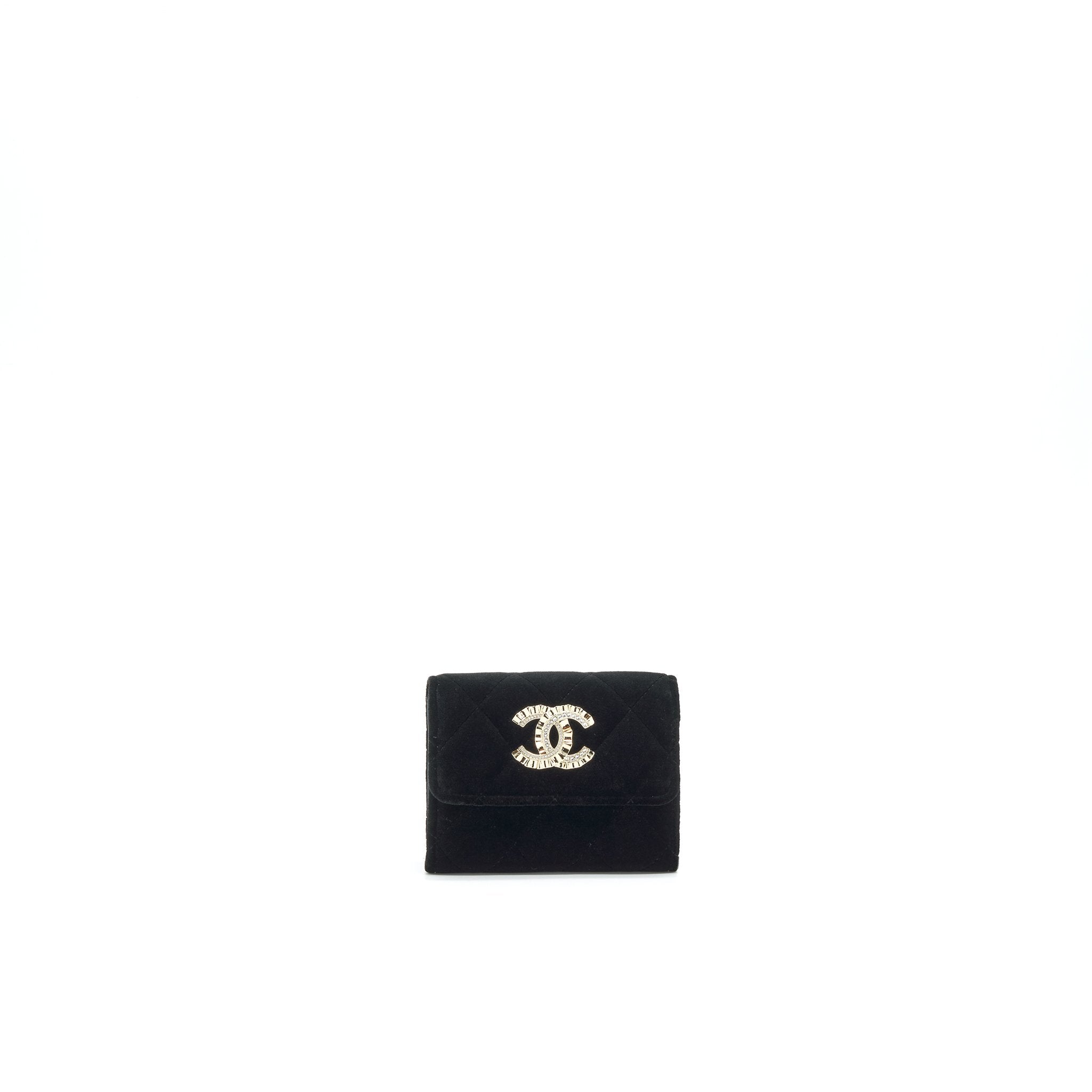 CHANEL VELVET CC CRYSTAL LOGO SMALL FLAP WALLET