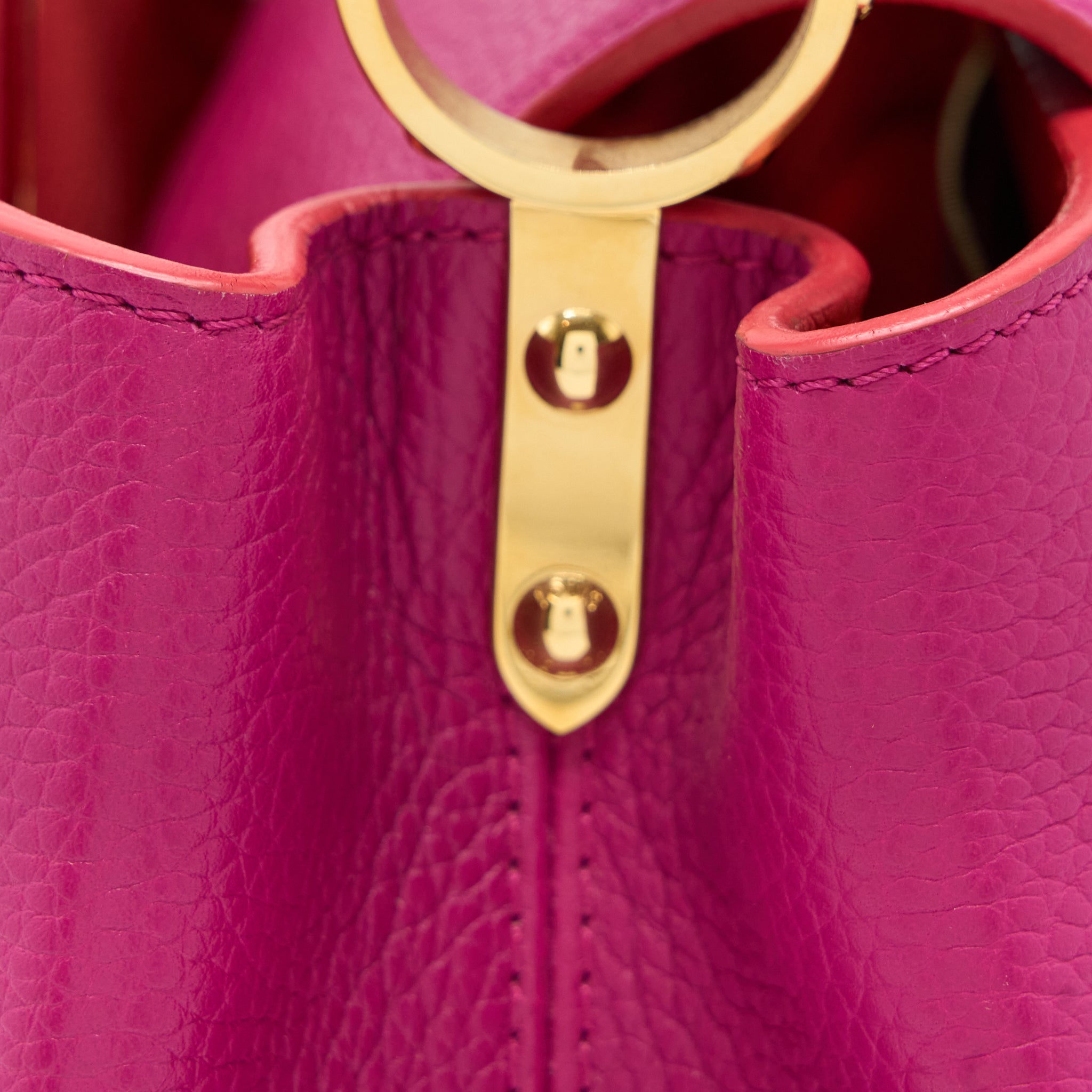 LOUIS VUITTON CAPUCINES BB CALFSKIN PINK/BRIGHT ORANGE GHW