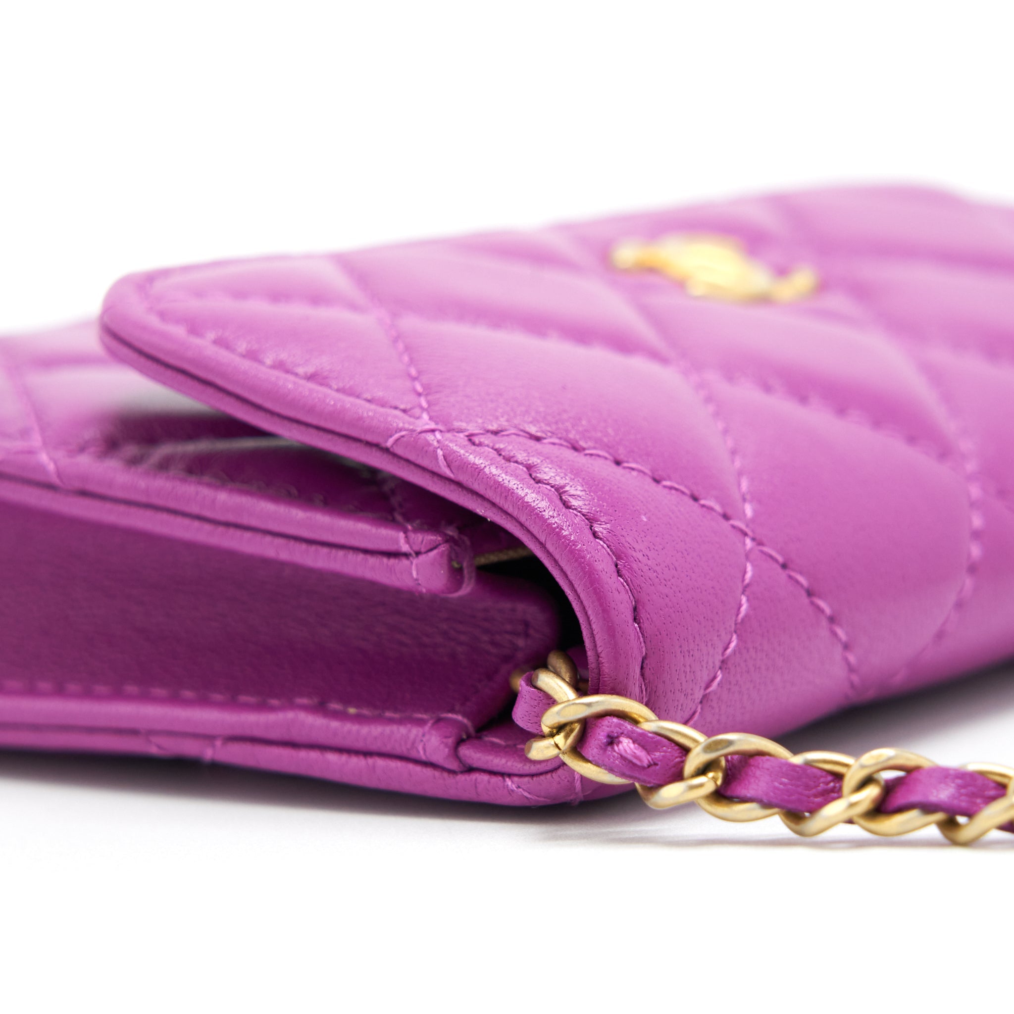 CHANEL PEARL CRUSH MINI BELT BAG LAMBSKIN PURPLE GHW