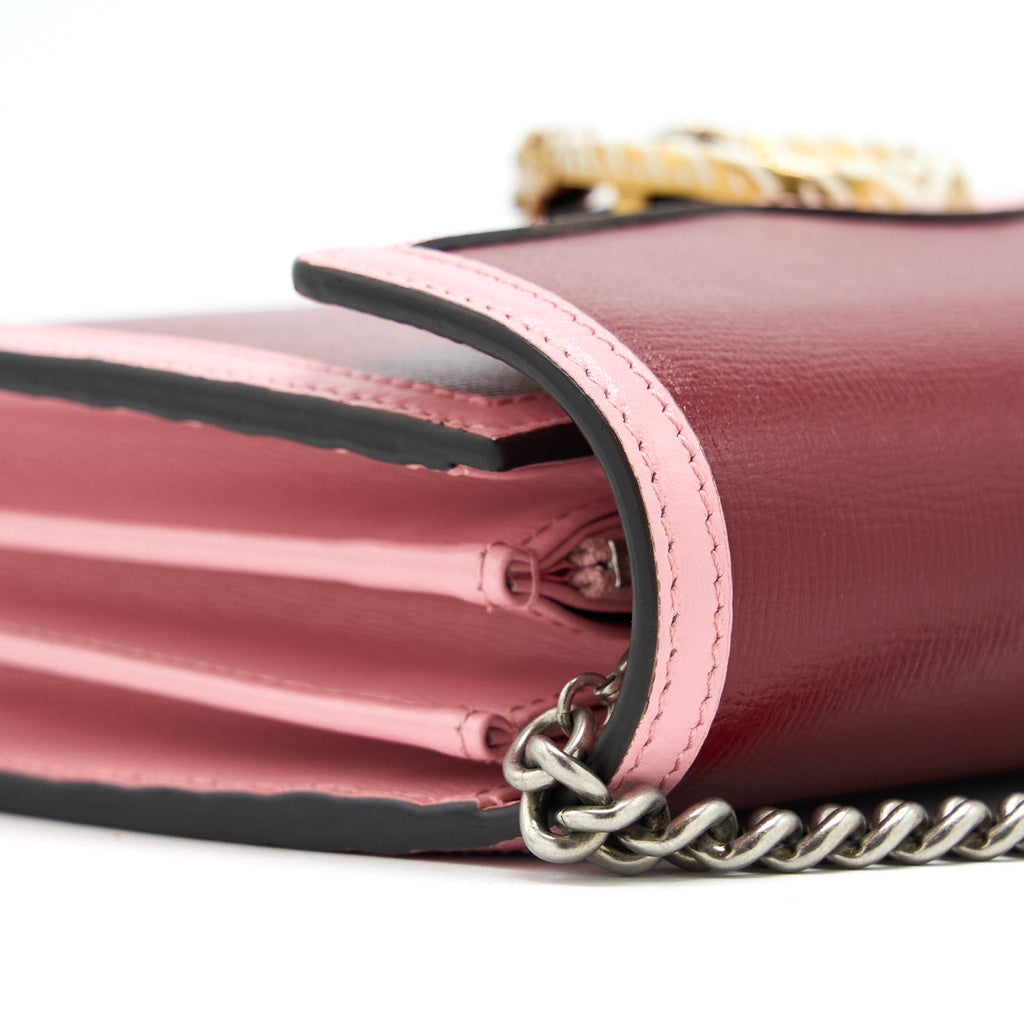 GUCCI DIONYSUS CHAIN WALLET RED/PINK WITH MULTICOLOUR HARDWARE