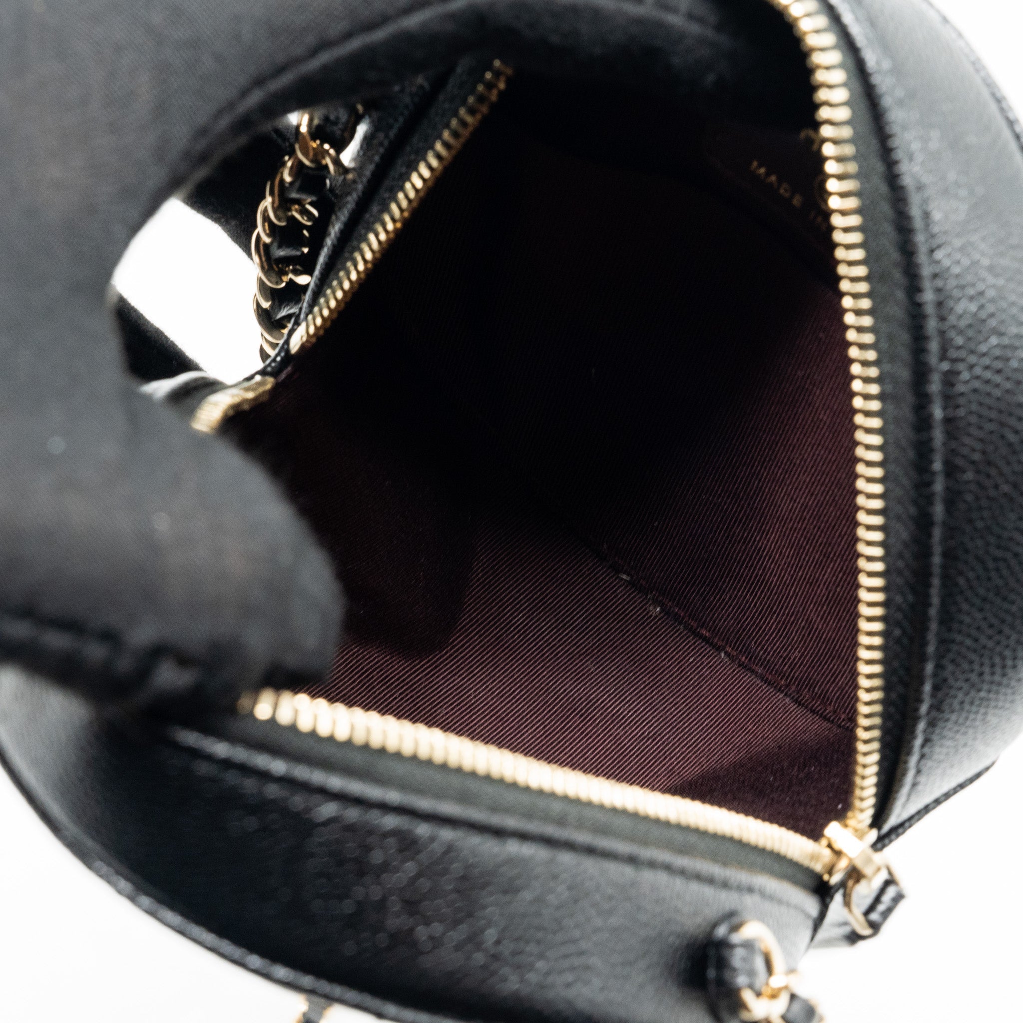 CHANEL ROUND CLUTCH WITH CHAIN CAVIAR BLACK LGHW