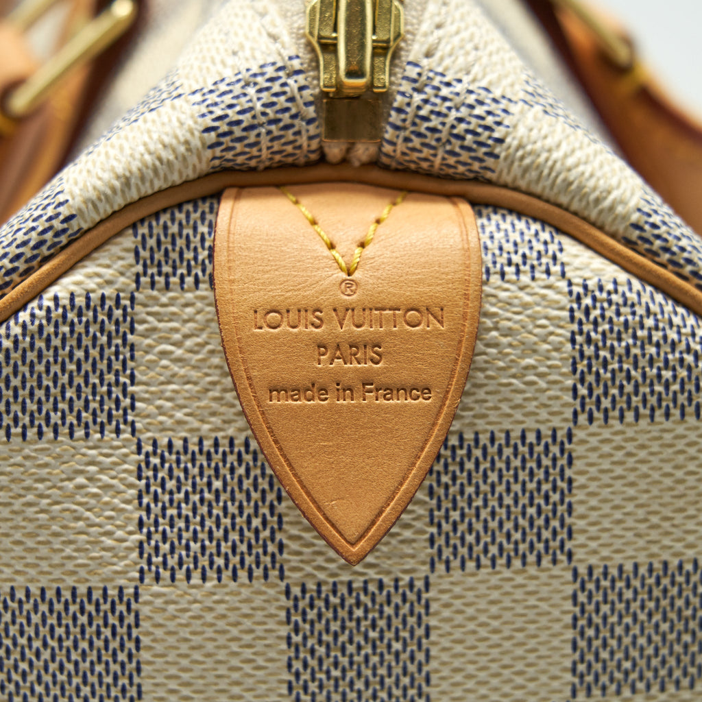 LOUIS VUITTON SPEEDY 30 DAMIER AZUR CANVAS HANDBAG
