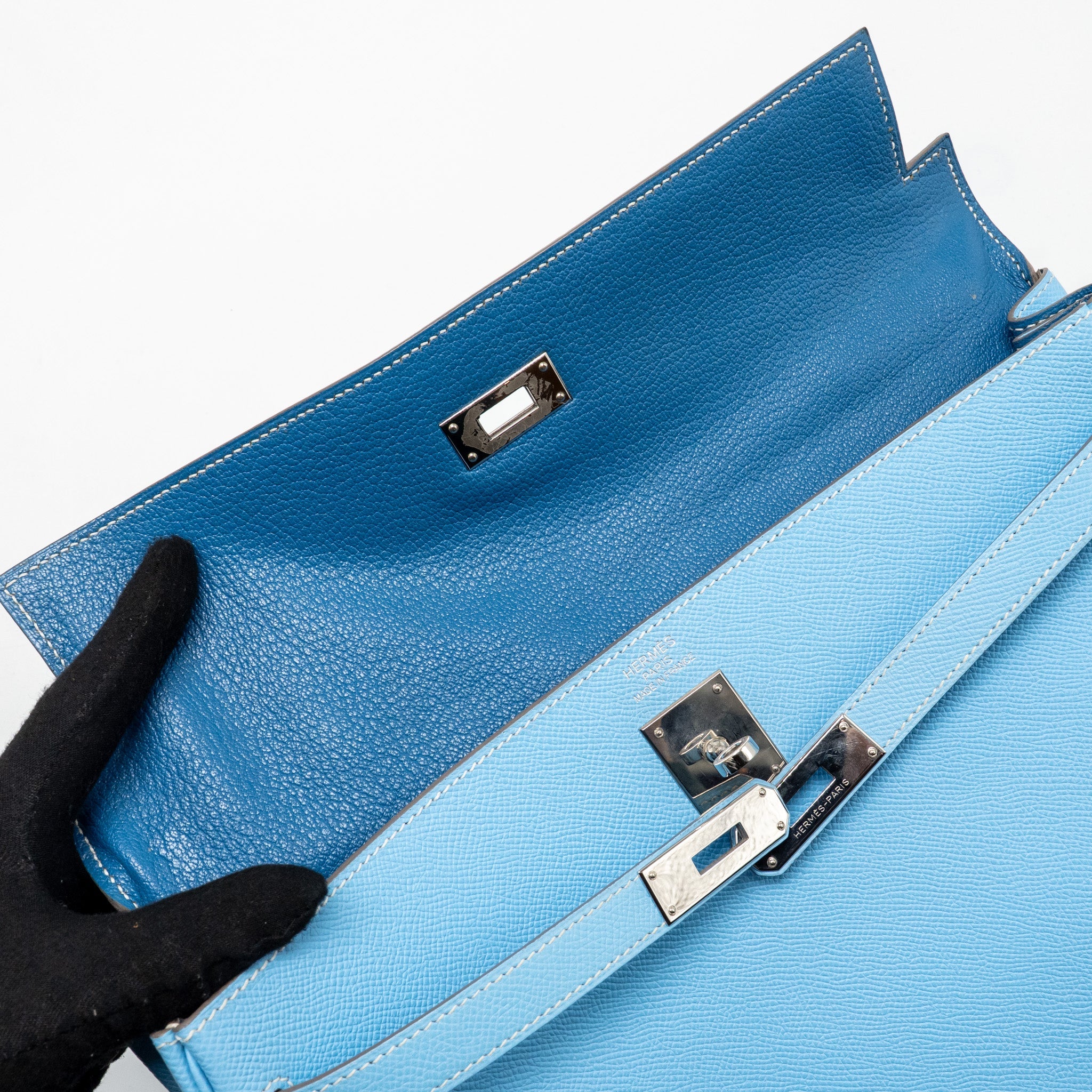 HERMES KELLY 35 EPSOM 7N BLUE CELESTE SHW