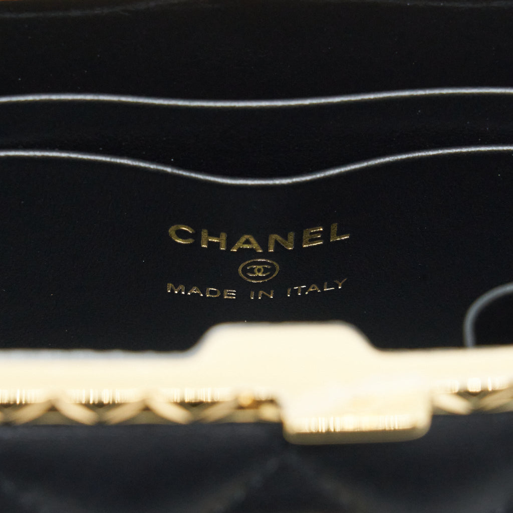 CHANEL SMALL CLIP FLAP VANITY WITH CHAIN LAMBSKIN BLACK GHW