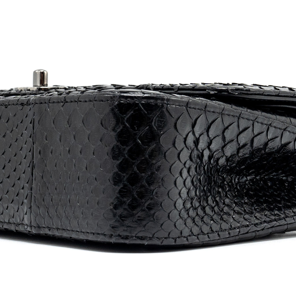 CHANEL MEDIUM CLASSIC DOUBLE FLAP BAG PYTHON BLACK SHW