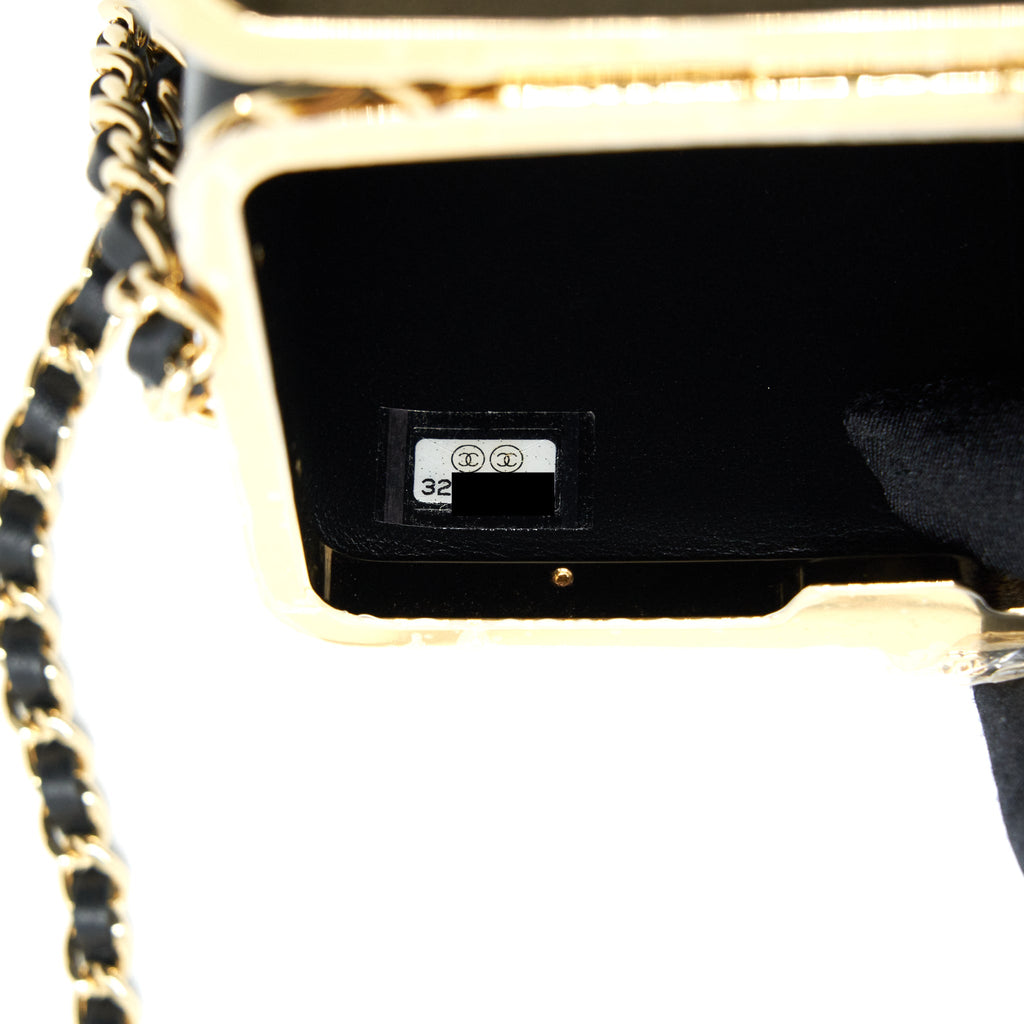 CHANEL SMALL CLIP FLAP VANITY WITH CHAIN LAMBSKIN BLACK GHW