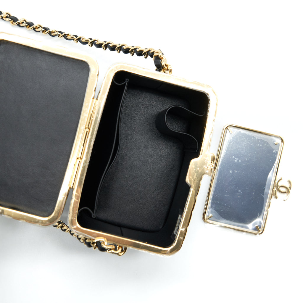 CHANEL SMALL CLIP FLAP VANITY WITH CHAIN LAMBSKIN BLACK GHW