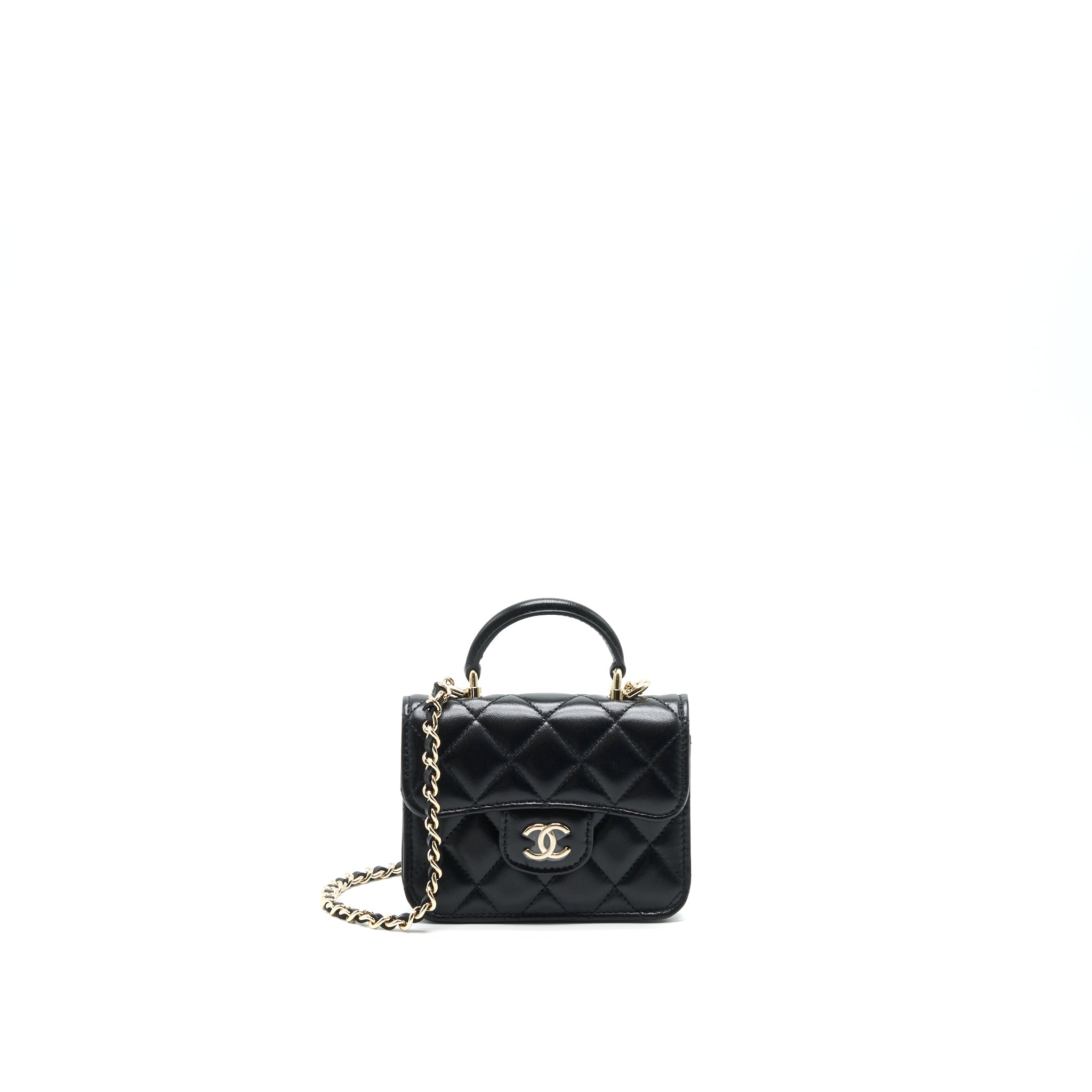 CHANEL 21K FLAP COIN PURSE WITH CHAIN BLACK LGHW