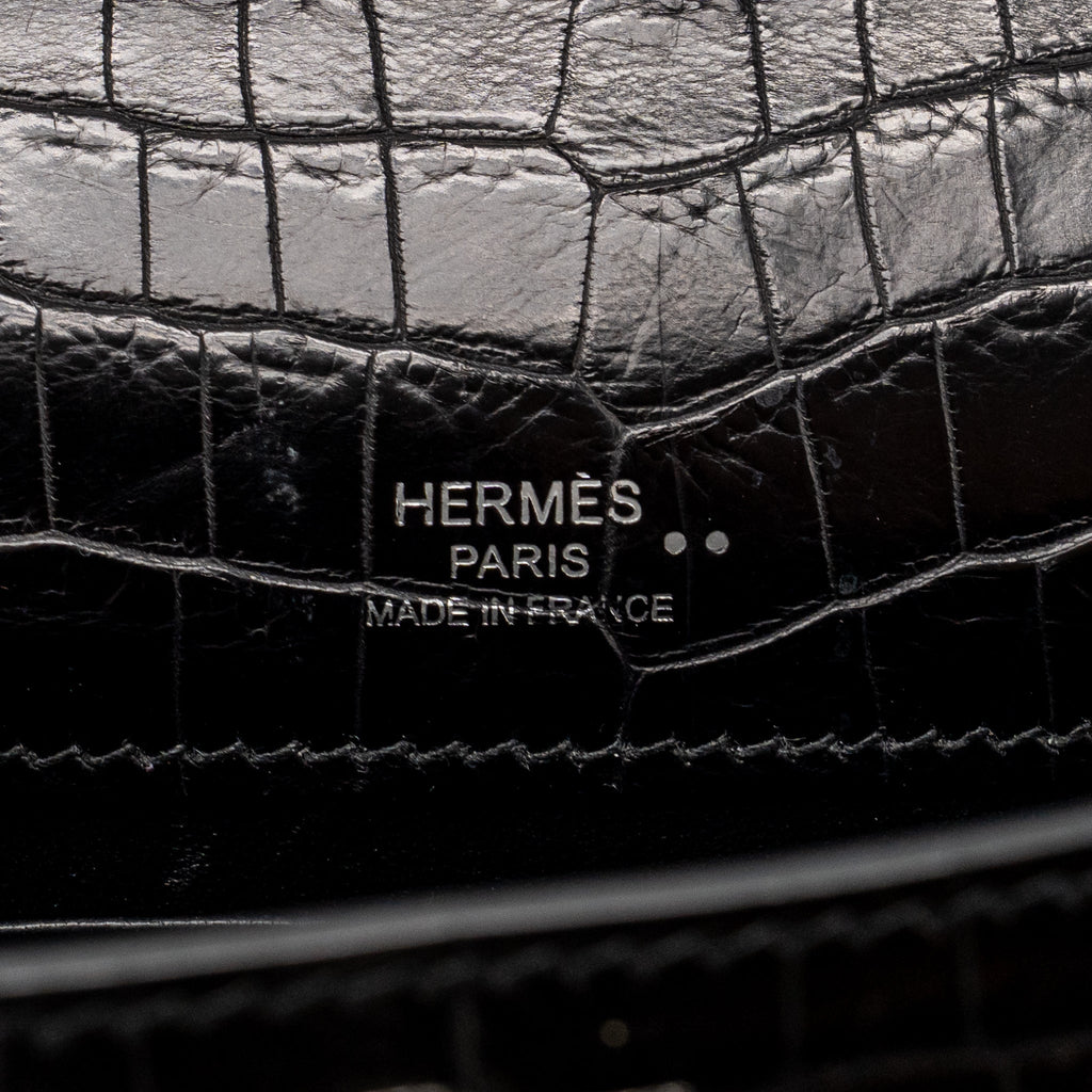 HERMES KELLY POCHETTE CROCODILE NILOTICUS MATT BLACK SHW