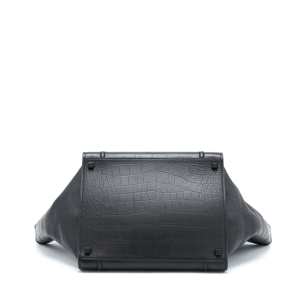 CELINE LARGE PHANTOM LUGGAGE BAG CROC-EMBOSSED CALFSKIN BLACK