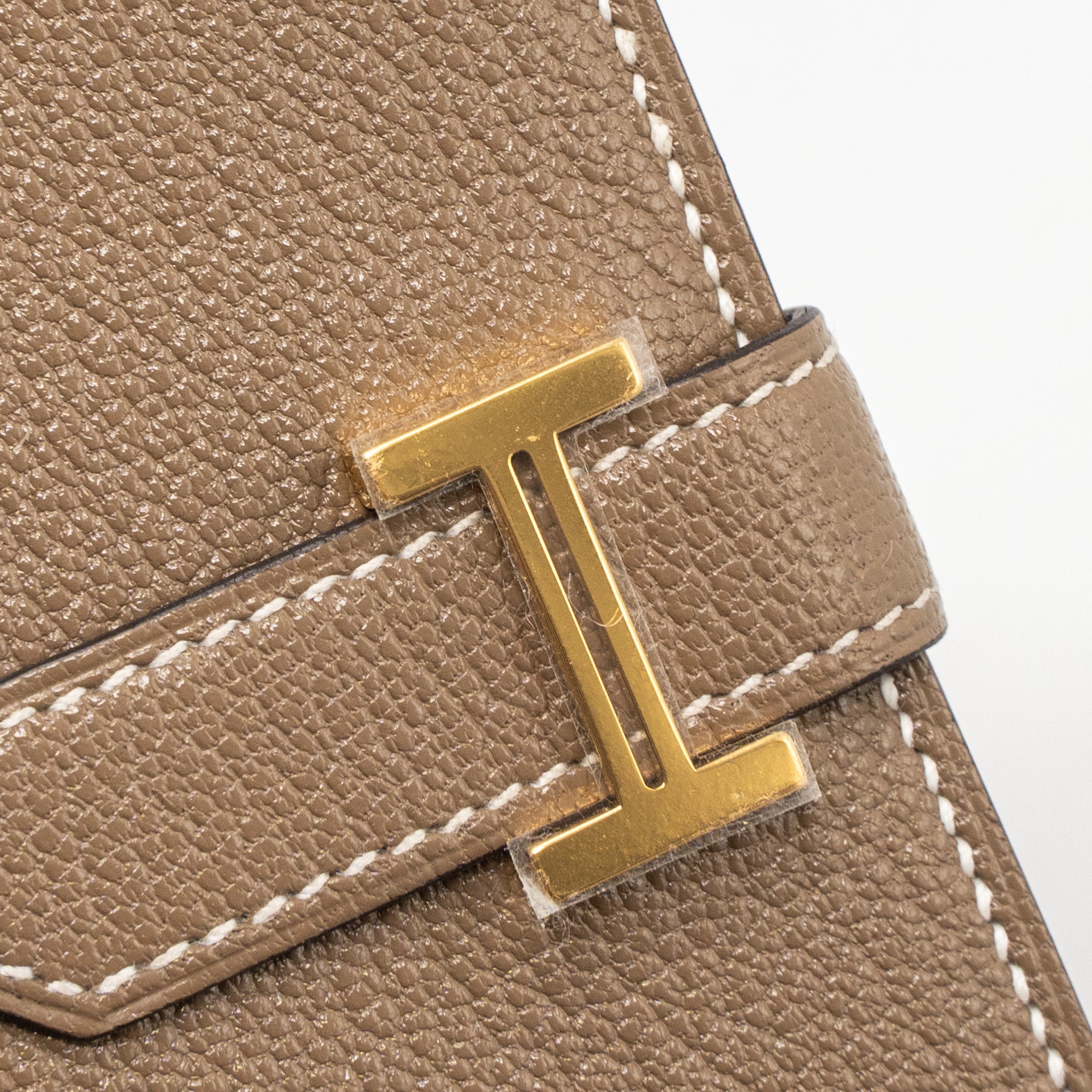 HERMES BEARN COMPACT WALLET CHEVRE MYSORE ETOUPE GHW
