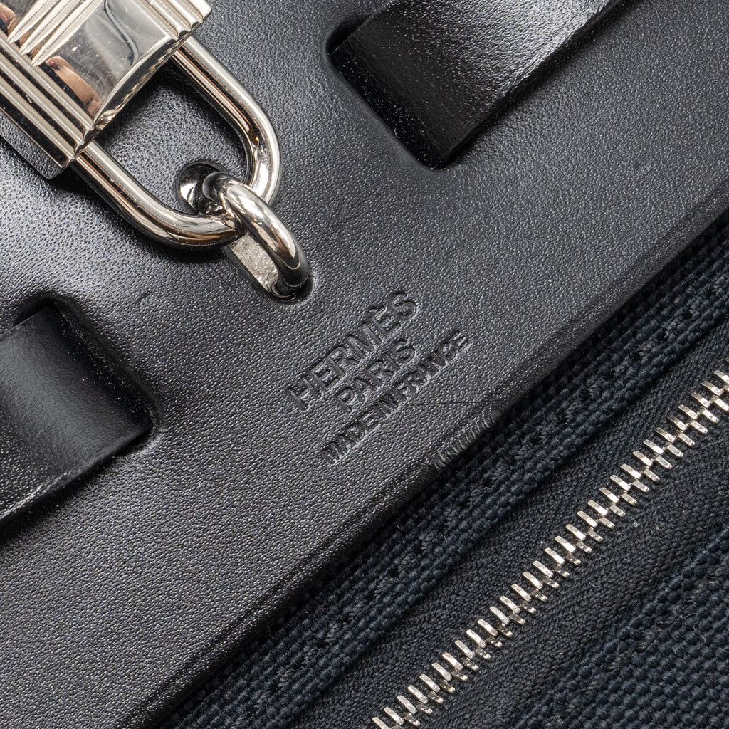 HERMES HERBAG 31 ZIP BAG CANVAS/ HUNTER BLACK SHW
