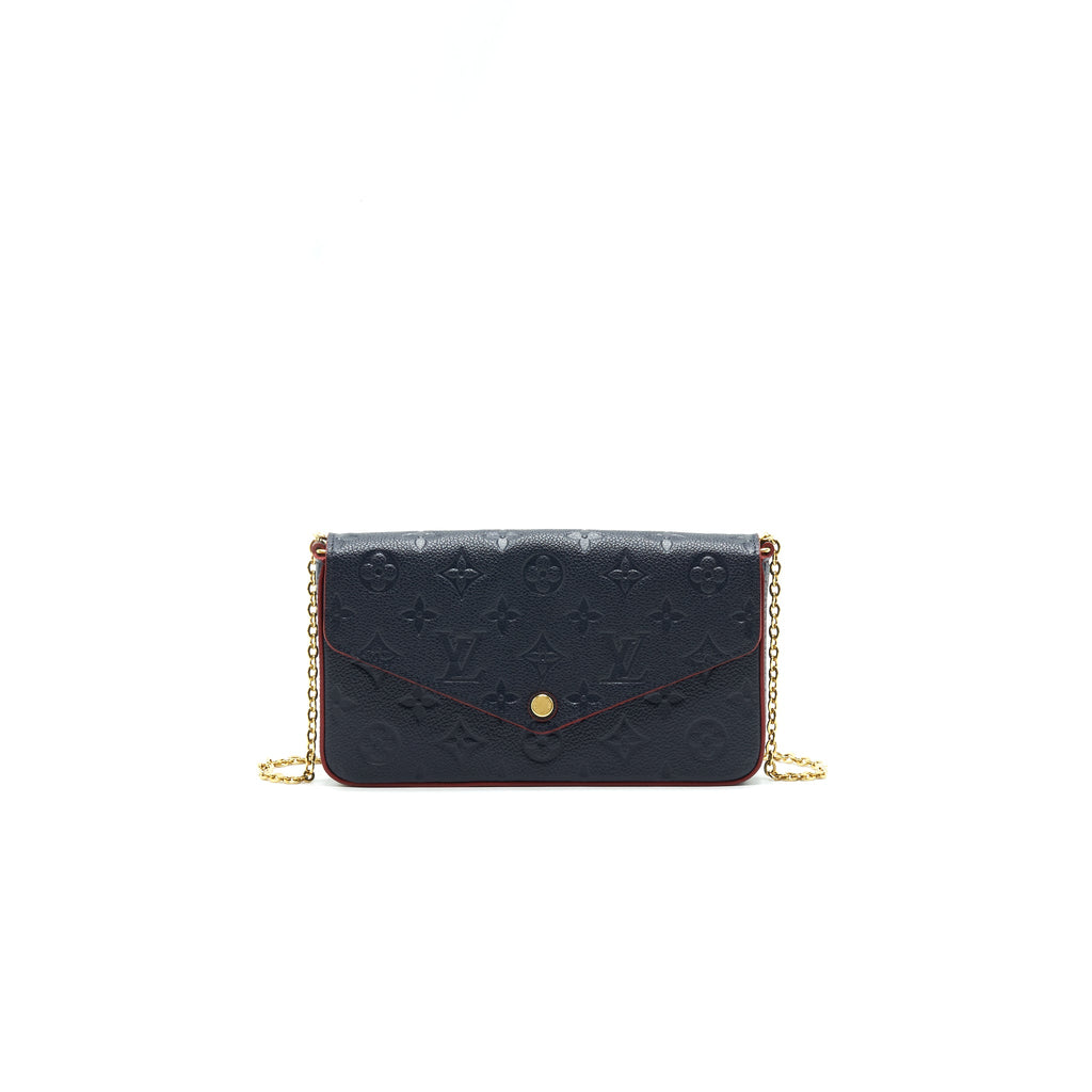 LOUIS VUITTON FELICIE POCHETTE MONOGRAM EMPREINTE LEATHER MARINE ROUGE
