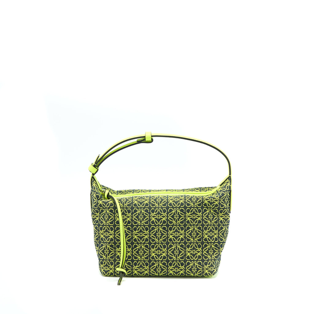 LOEWE SMALL CUBI BAG ANAGRAM JACQUARD CANVAS/LEATHER AMARILLO SHW