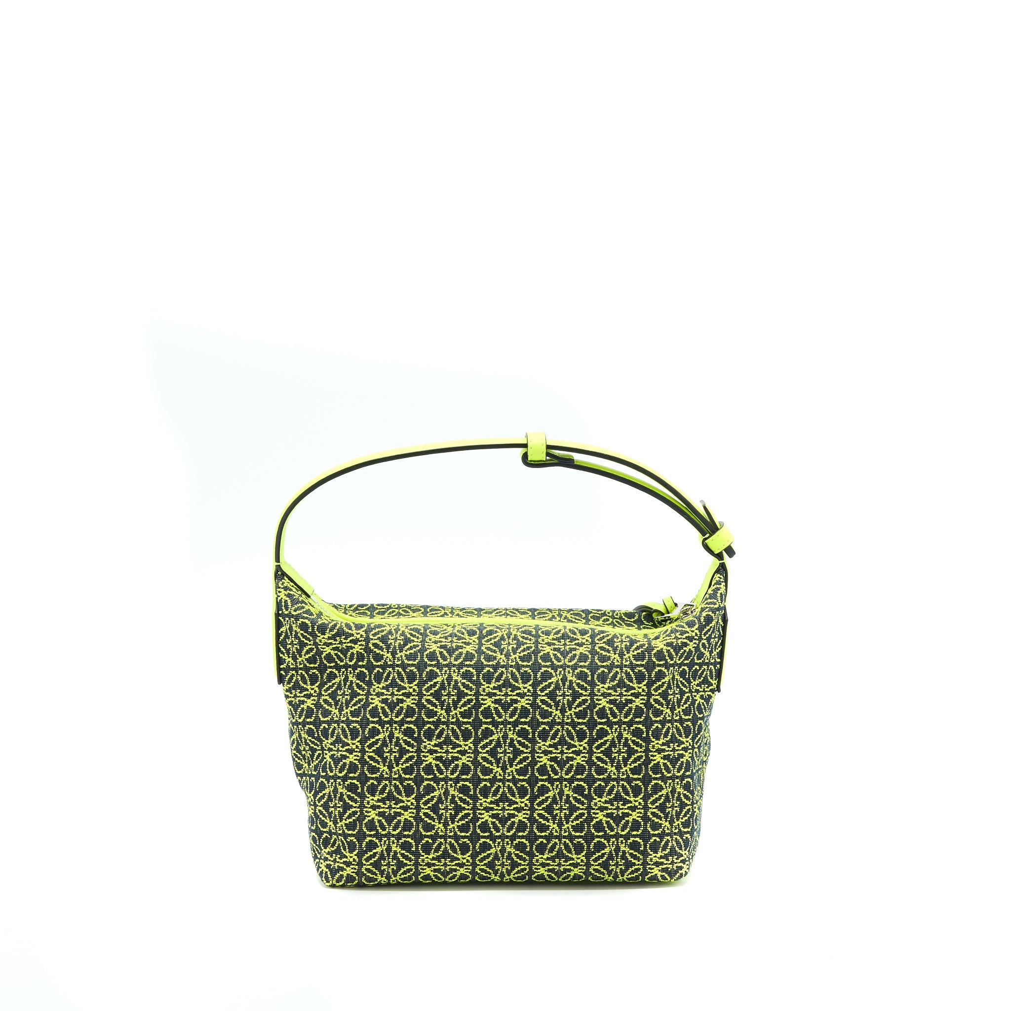 LOEWE SMALL CUBI BAG ANAGRAM JACQUARD CANVAS/LEATHER AMARILLO SHW