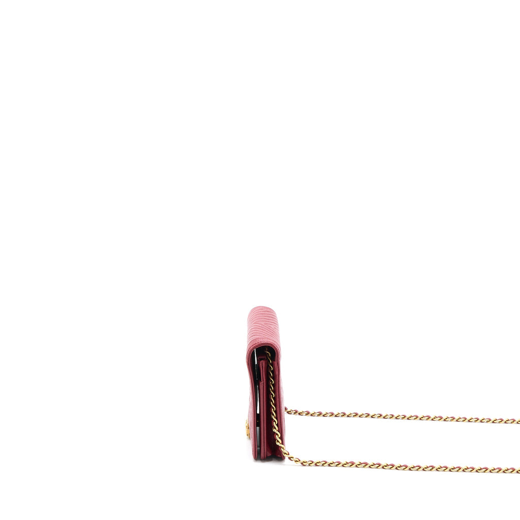 CHANEL BOY WALLET ON CHAIN CHEVRON CAVIAR RED BRUSHED GHW