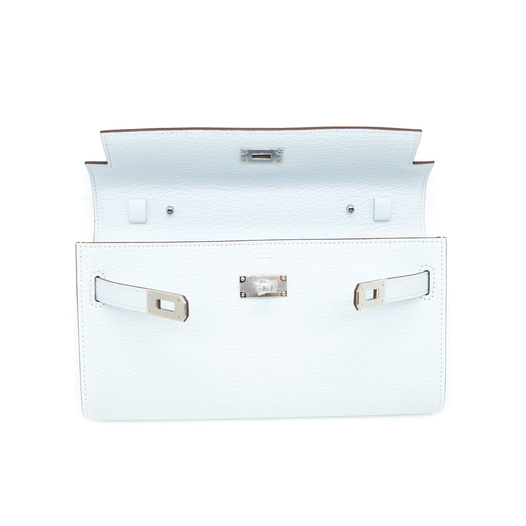 HERMES CLASSIC KELLY TO GO CHEVRE MYSORE BLUE BRUME SHW
