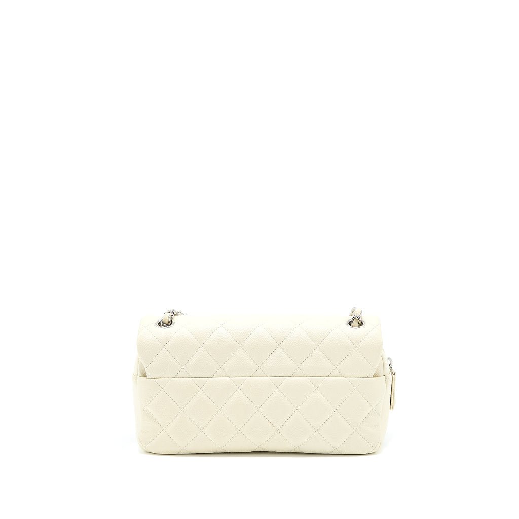 CHANEL QUILTED FLAP BAG CAVIAR WHITE SHW