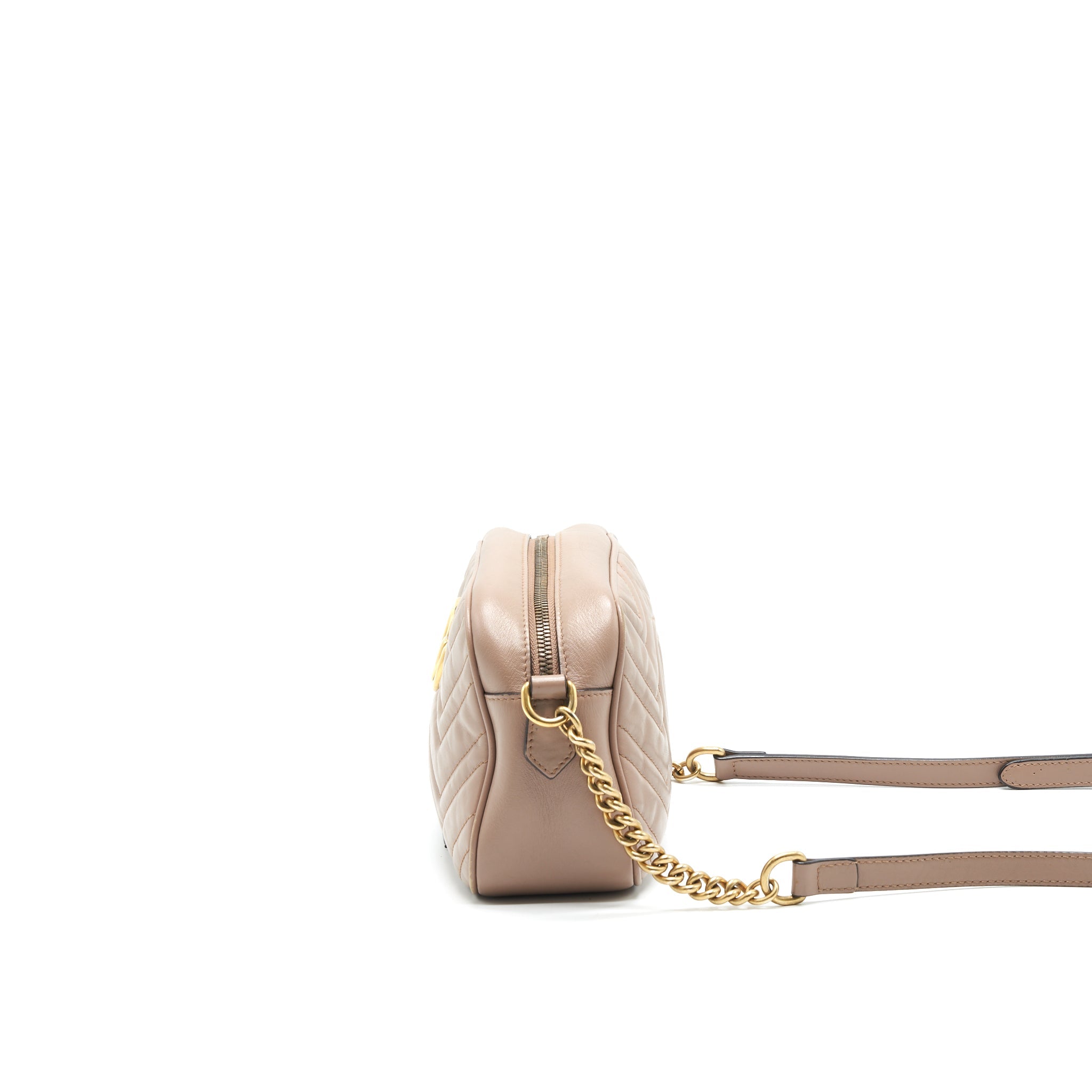 GUCCI GG MARMONT SMALL MATELASSE SHOULDER BAG IN BEIGE
