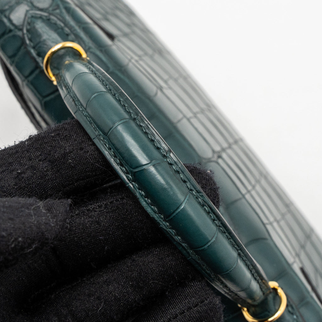 HERMES MINI KELLY II ALLIGATOR MISSISSIPPIENSIS MATTE 6O VERT CYPRES GHW
