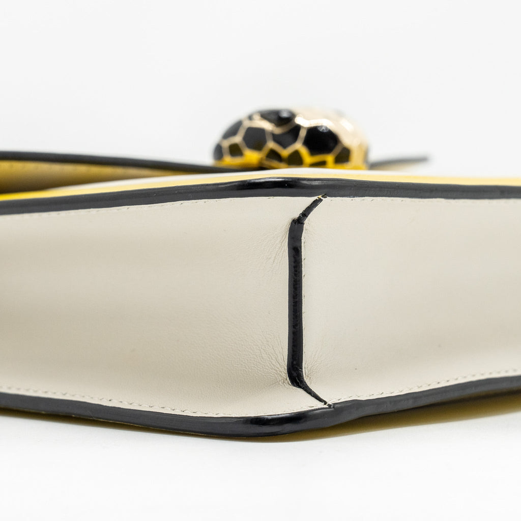 BVLGARI SERPENTI FOREVER CROSSBODY BAG CALFSKIN YELLOW/WHITE LGHW