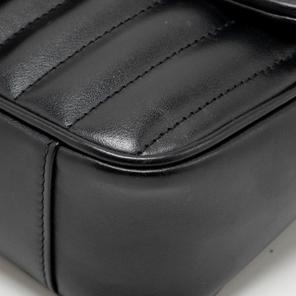 GUCCI SMALL GG MARMONT SHOULDER BAG CALFSKIN BLACK SHW