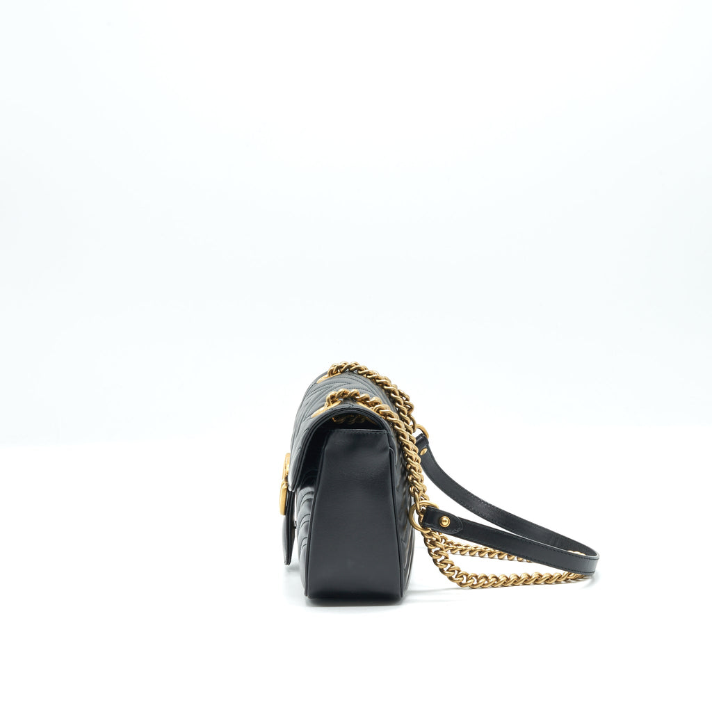 GUCCI GG MARMONT SHOULDER BAG 26CM BLACK WITH GHW