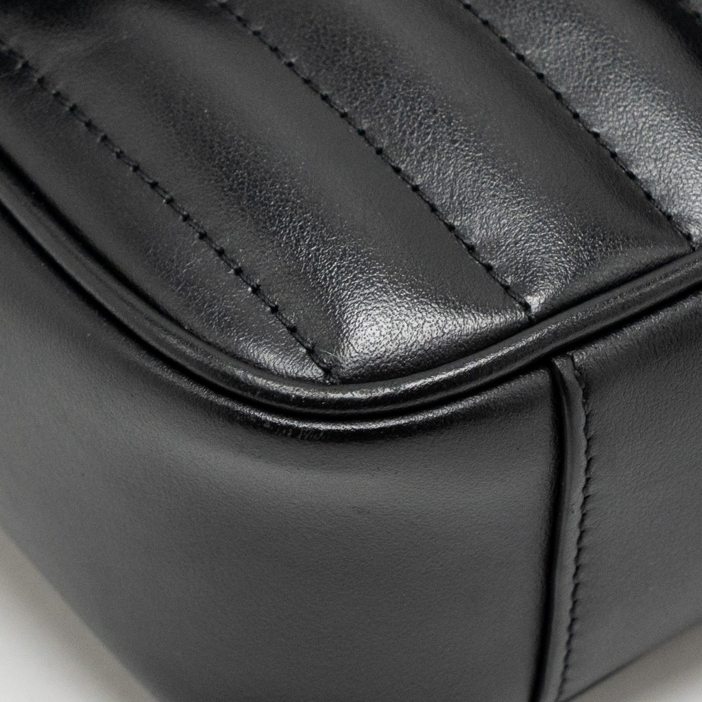 GUCCI SMALL GG MARMONT SHOULDER BAG CALFSKIN BLACK SHW
