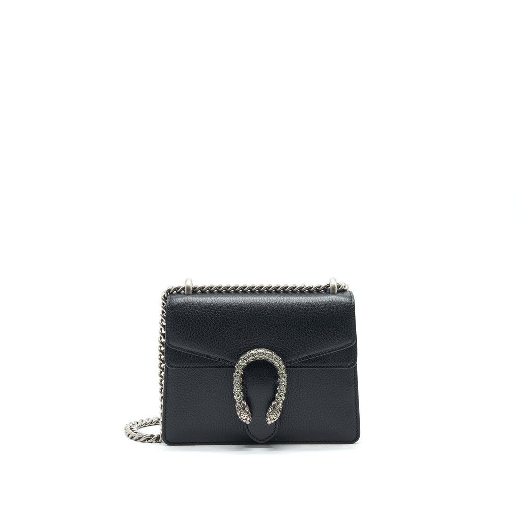 GUCCI BLACK LEATHER DIONYSUS MINI BAG WITH SHW